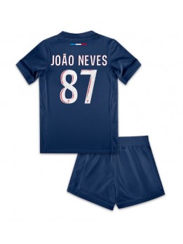 Billige Paris Saint-Germain Joao Neves #87 Hjemmedraktsett Barn 2024-25 Kortermet (+ Korte bukser)